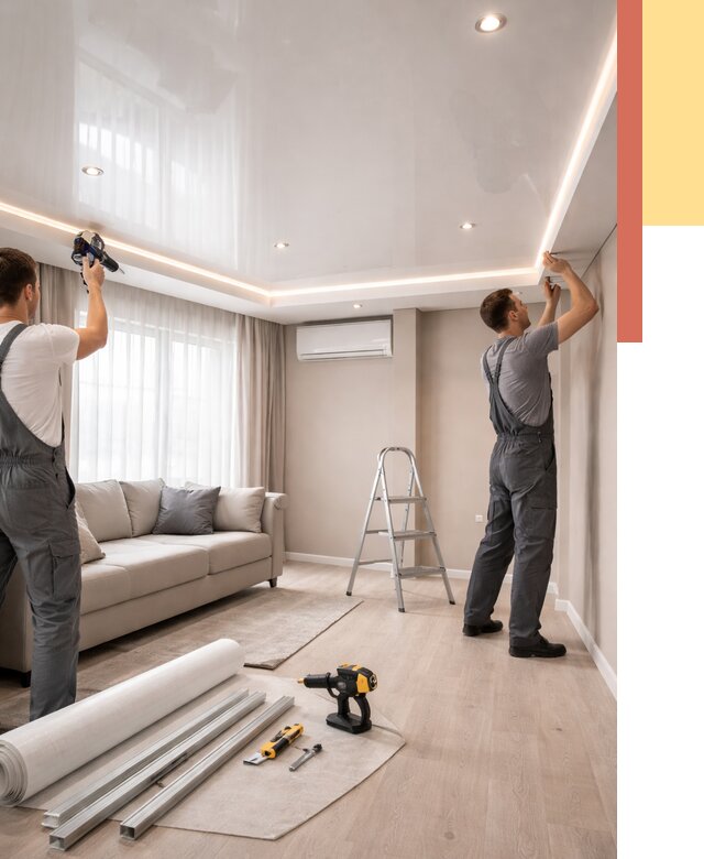 Монтаж глянцевого натяжного потолка в Курганинске от 780 руб. под ключ | ОТДЕЛОЧНИК-Кгн