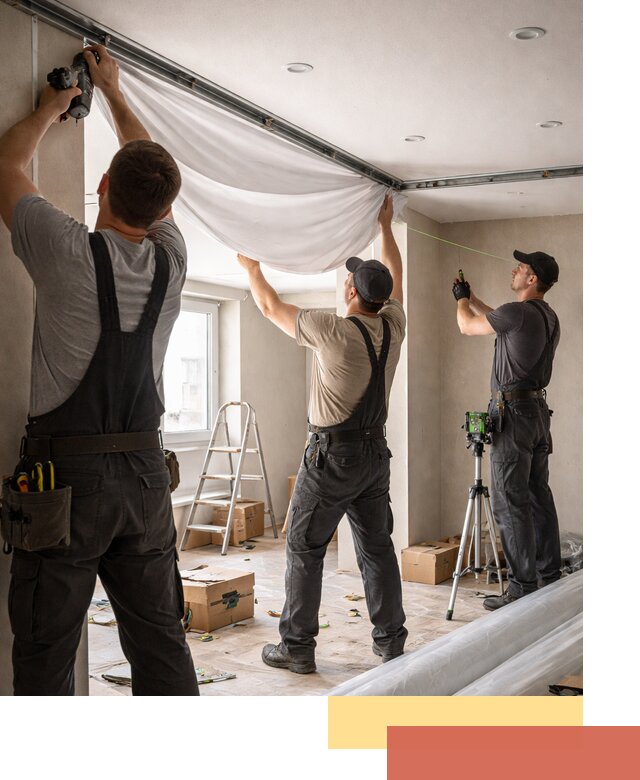 Монтаж парящего натяжного потолка под ключ в Курганинске