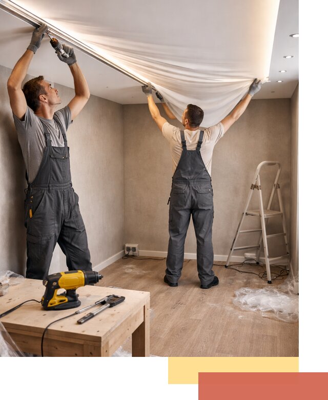 Монтаж натяжного потолка с подсветкой в Курганинске цена и сроки