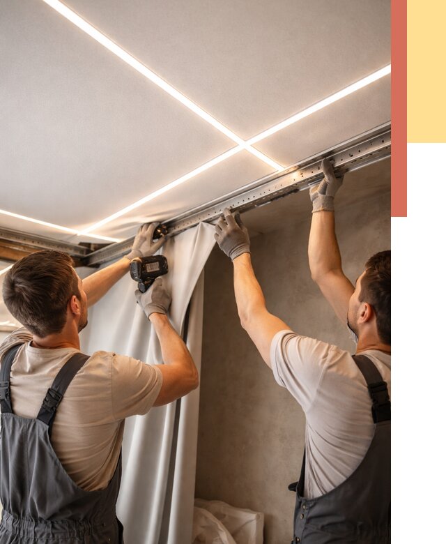 Монтаж натяжного потолка со световыми линиями в Курганинске от 1248 руб. | ОТДЕЛОЧНИК-Кгн