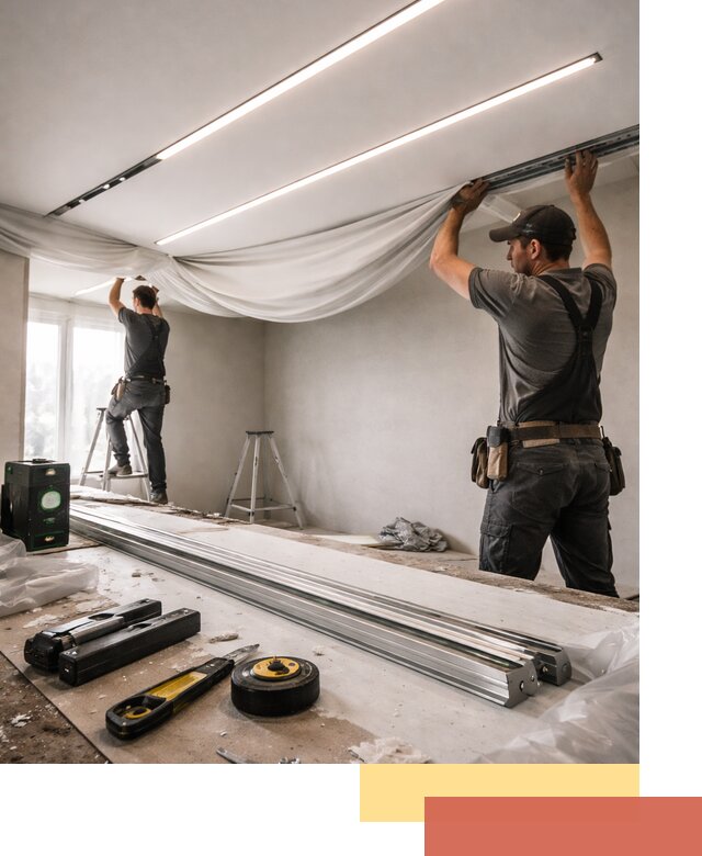 Монтаж натяжных потолков со световыми линиями в Курганинске