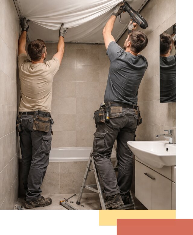 Монтаж натяжного потолка в ванной в Курганинске быстро и качественно