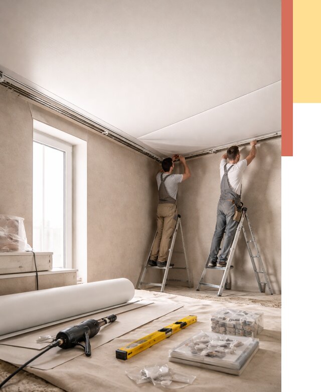 Монтаж натяжного потолка в спальне в Курганинске от 3952 руб. под ключ | ОТДЕЛОЧНИК-Кгн