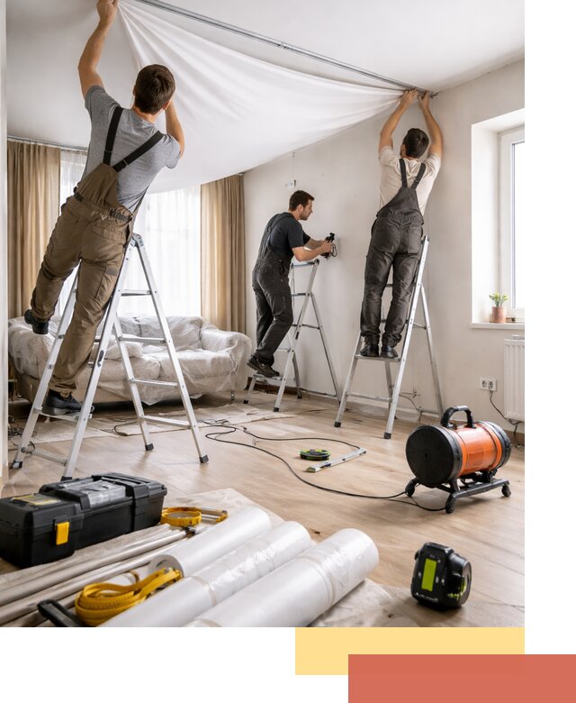 Монтаж натяжного потолка в гостиной в Курганинске