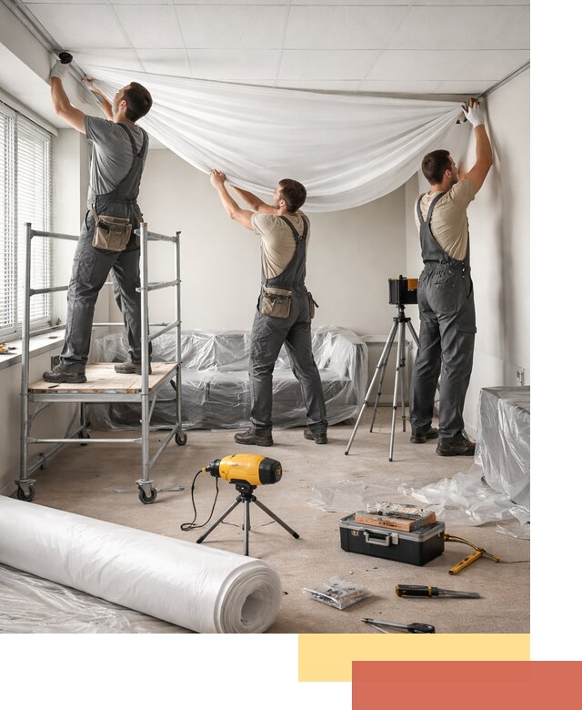 Монтаж натяжного потолка в офисе в Курганинске