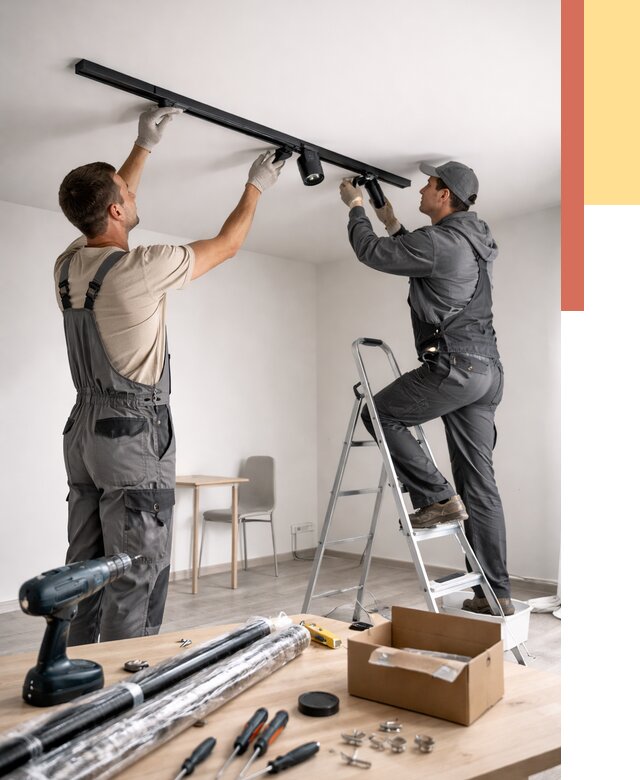 Установка трековых светильников в натяжной потолок в Курганинске от 4368 руб. | ОТДЕЛОЧНИК-Кгн