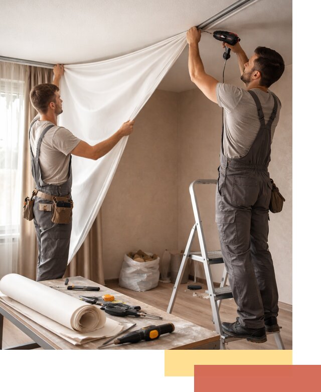 Замена полотна натяжного потолка в Курганинске быстро и качественно