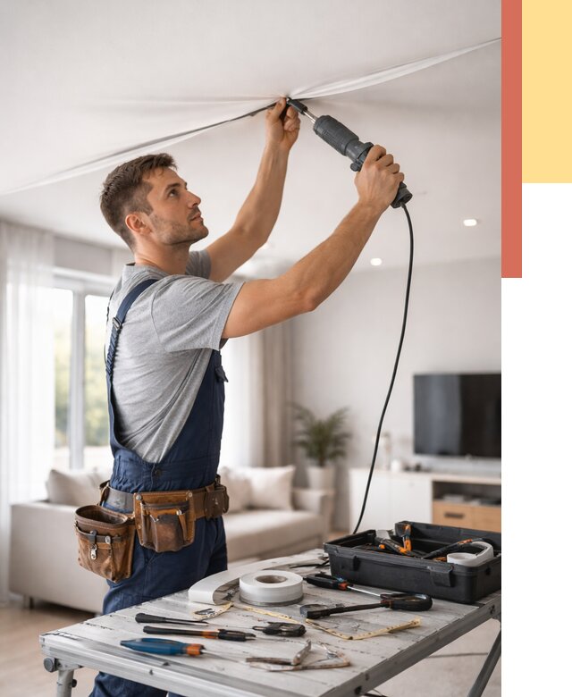 Ремонт натяжных потолков в Курганинске от 9881 руб. под ключ — ОТДЕЛОЧНИК-Кгн