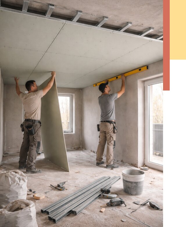 Одноуровневый потолок из гипсокартона в Курганинске от 780 руб. — монтаж под ключ | ОТДЕЛОЧНИК-Кгн