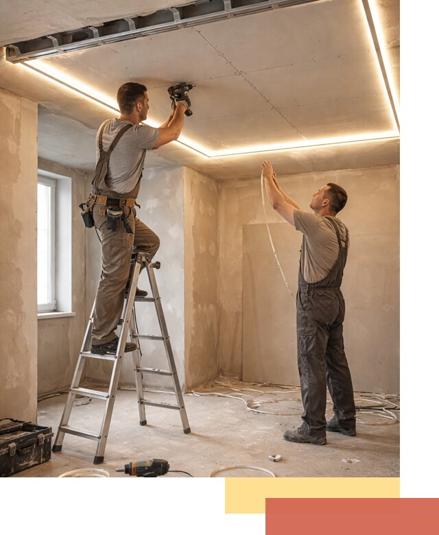 Потолок из гипсокартона с подсветкой в Курганинске