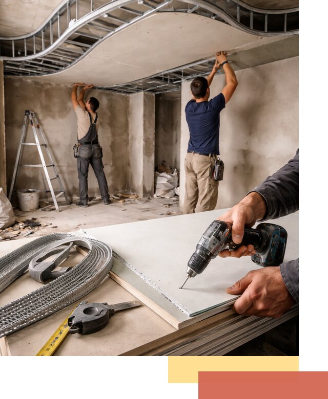 Криволинейный потолок из гипсокартона в Курганинске — монтаж и отделка