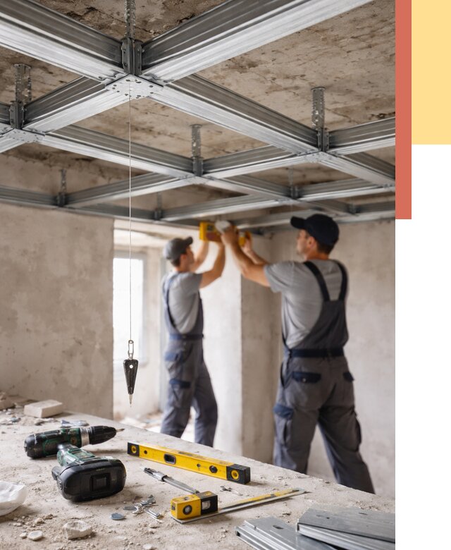 Монтаж каркаса потолка из профиля в Курганинске от 4680 руб. — услуги ОТДЕЛОЧНИК-Кгн